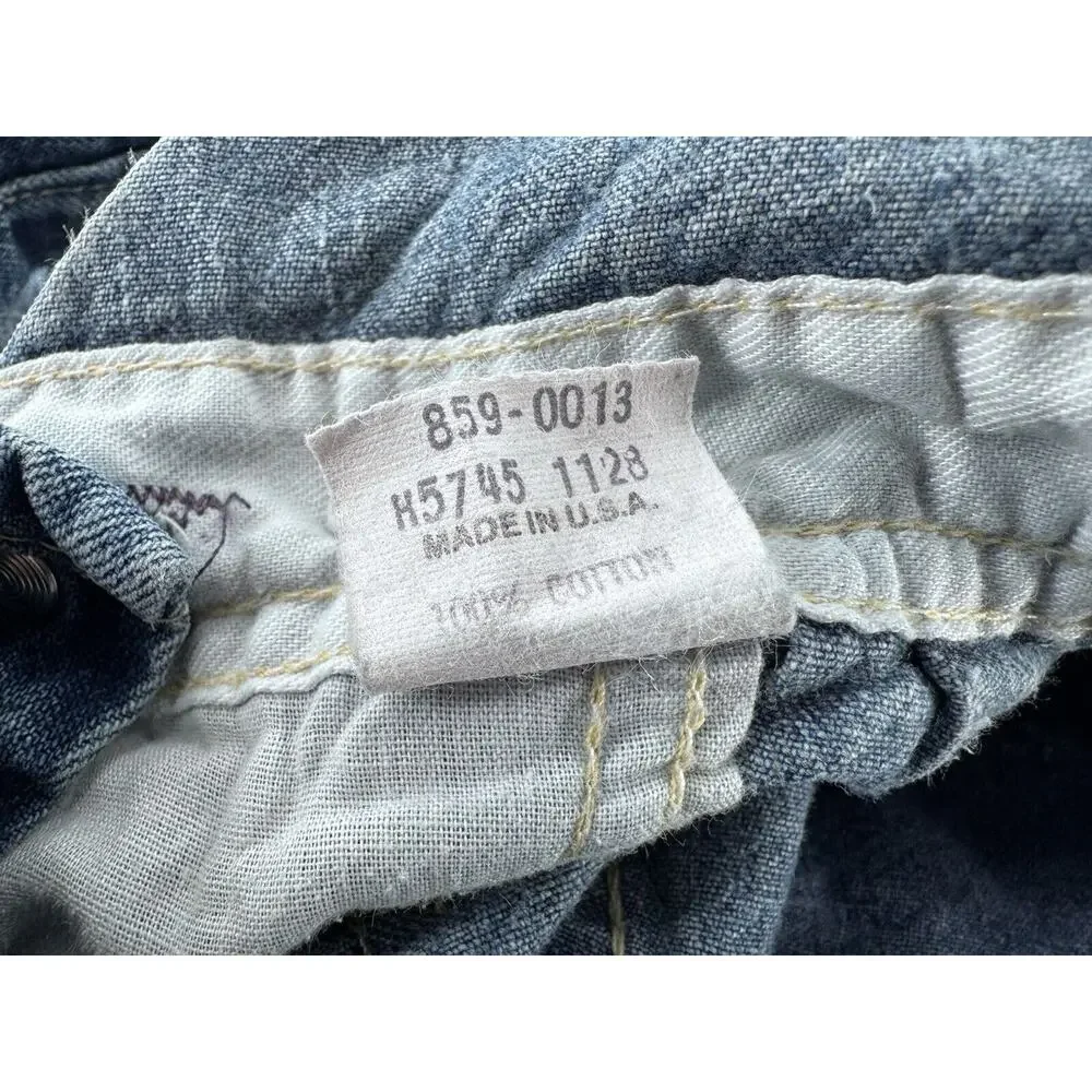 Vtg Oshkosh Overalls Vestback Sz 12m Denim Snap Blue Pockets